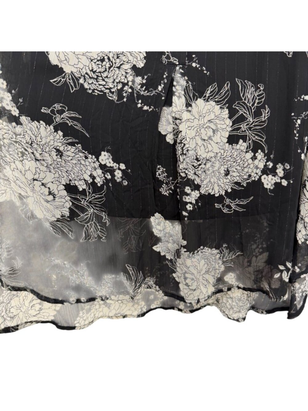 Roz & Ali Black Floral Metalic Sheer Tunic Blouse W/ Lined Tank Top Woman SZ 1X - Picture 13 of 13